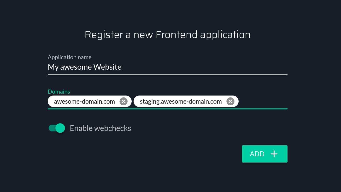 Frontend monitoring wizard - form